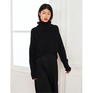 Quince Alpaca-Wool Turtleneck, Black, Small